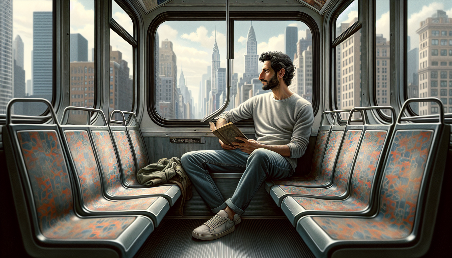man in a bus