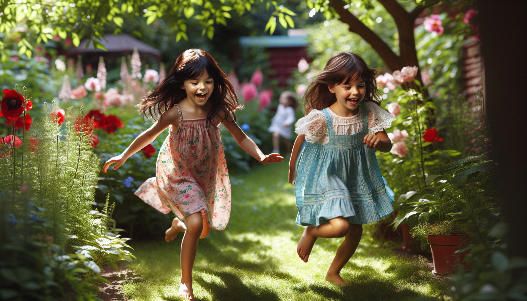 rubina and  nusaiba  plaing in he garden

