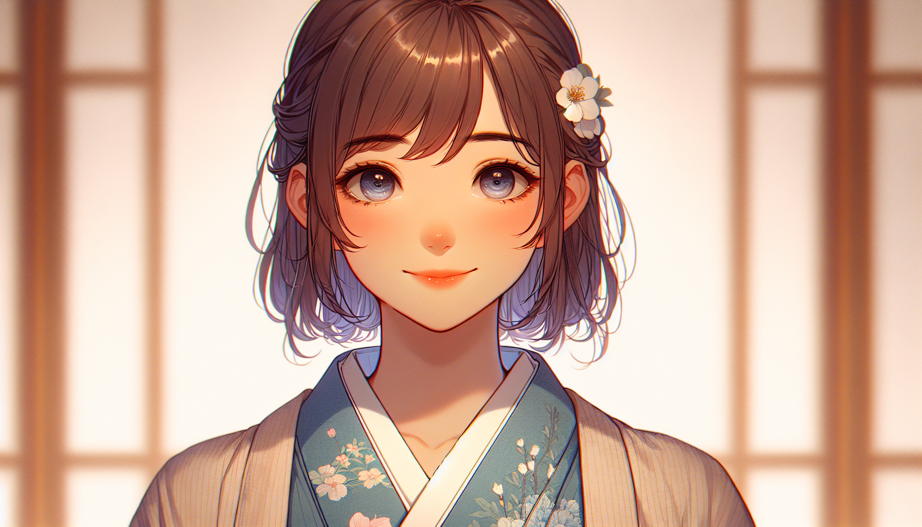 Transform this photo into an animated portrait in the style of Studio Ghibli. Keep the same person and background, but illustrate the person with soft facial features, expressive eyes, and a warm gentle smile, like characters from My Neighbor Totoro or Spirited Away. Use a clean digital style with soft pastel colors, warm lighting, and a whimsical, cinematic look. Maintain the background but slightly soften it to match the Ghibli atmosphere