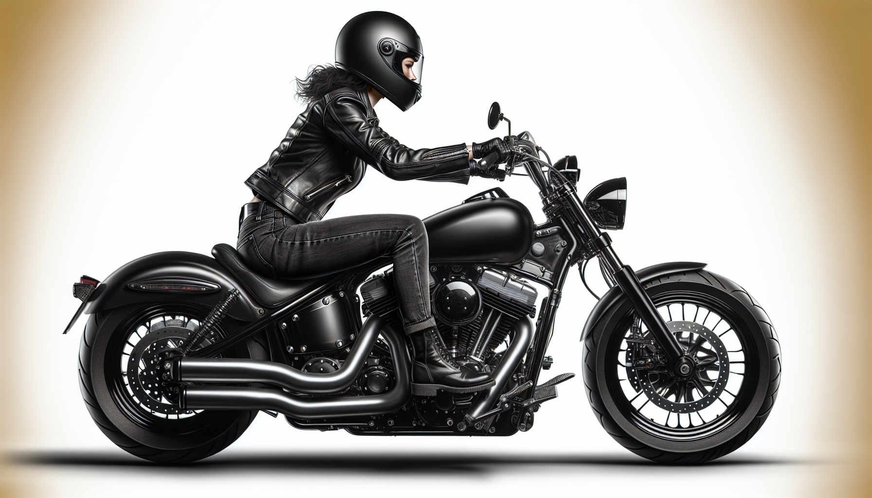 une motarde sur une moto customisée