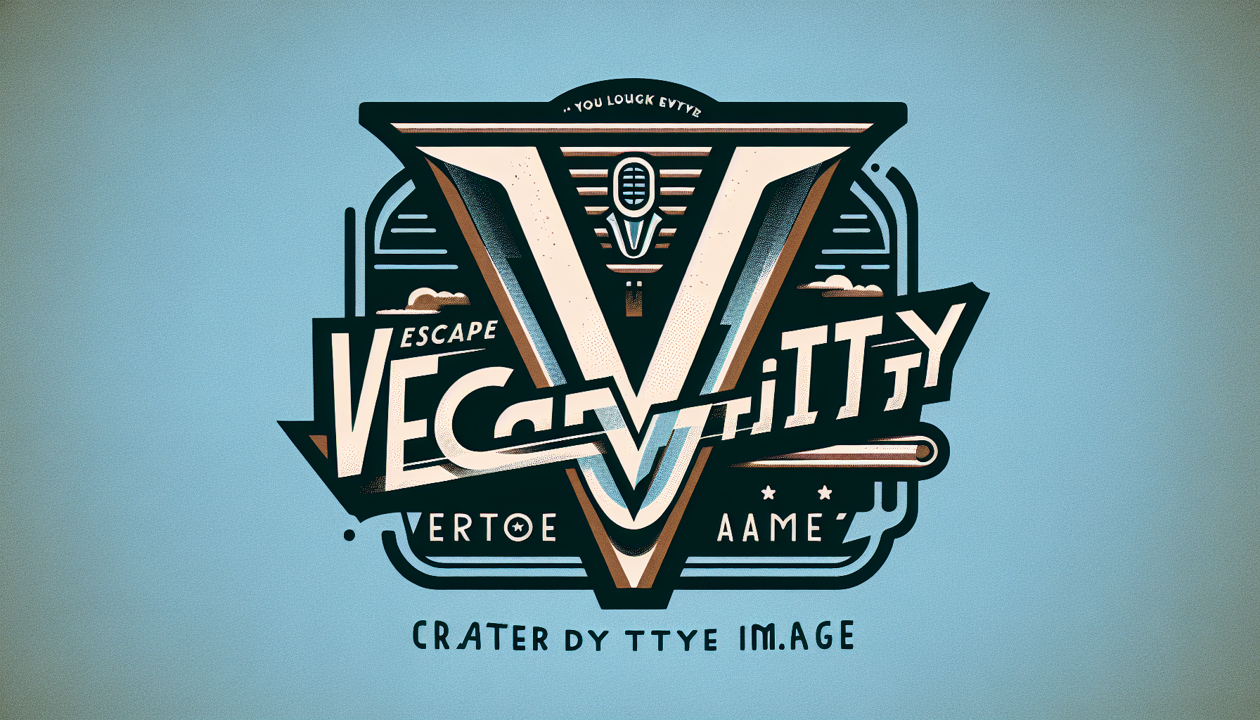 make a vector image logotype of the phrase "ESCAPE VELOCITY" SUPERIMPOSED OVER A LARGE STYLIZED LETTER "V" Possibly retro vibes