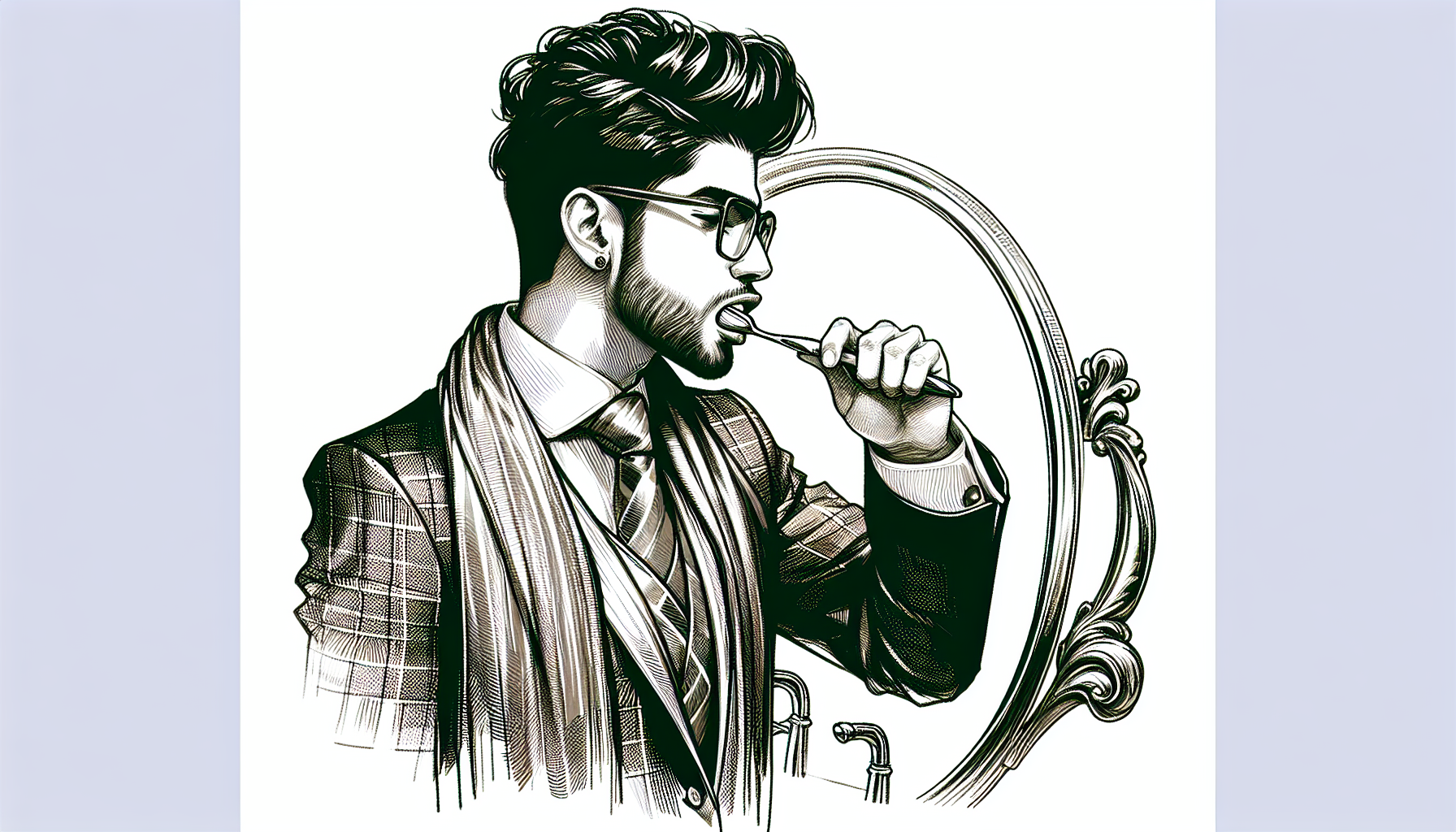 create illustration of brushing the teeth  for fashion magazine with no background