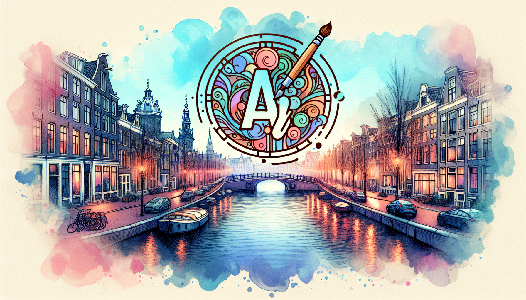 I want a logo for Art Lovers which is our art club collector platform for everyone who loves art and want a chance to win original art pieces every month with a subscription that is very affordable and it is easy to win because it is new and there is not that much competition to win. Make it very positive and Powerful and perhaps in an amsterdam backgrop
